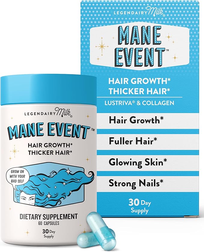 Legendairy Milk Hair Growth Vitamins for Women - Biotin for Hair Growth with Collagen &amp Lustriva Hair Loss Products &amp Supplements for Thinning Thicker Fuller Stronger Skin &amp Nails Man