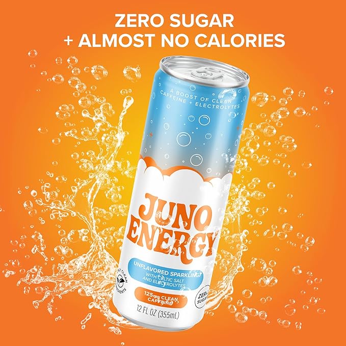 JUNO ENERGY Variety Pack - Sugar Free Electrolytes 125mg Organic Caffeine from Green Coffee Beans Hydrating with Stevia Sweetener Organic Lime &amp Cherry Juice - Vegan Gluten Free 12 Pack