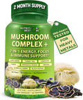 Organic Mushroom Complex: Lion's Mane Turkey Tail Cordyceps Chaga Contains Naturally Occurring Beta Glucans - Organic Energy &amp Immune Support Blend: Rhodiola Rosea Ginseng &amp Acerola Cherr
