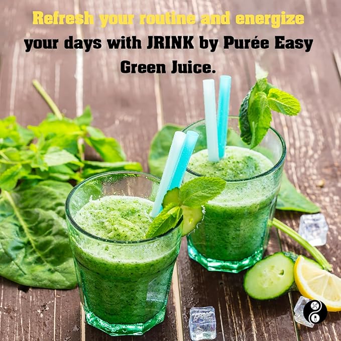 JRINK by Purée Easy Green Juice Cold Pressed Organic Fruit and Vegetable Blend Detox Cleanse Healthy Raw Greens Drink No Preservatives Juice Cleanse 16oz HDPE Bottles Pack of 12