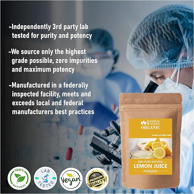 Organic Lemon Juice Powder 100% Pure Natural 200 Gram / 7.05 oz