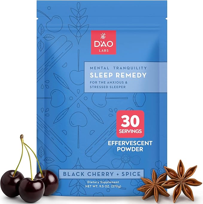 D'AO Labs Mental Tranquility - Non-Habit Forming - Mental Calmness Supplement - Stress Relax &amp Tranquil Powder - GUI Pi Tang Traditional Chinese Herbal - Black Cherry &amp Spice Flavor - 30 Servi