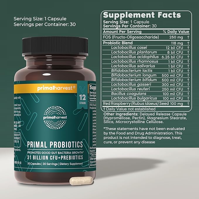 Primal Harvest Probiotics &amp Multi Collagen Supplements for Women and Men Pre and Probiotics with 31 Billion CFU and Collagen Peptides Pills Bundle