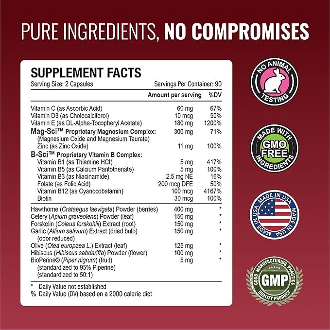 Approved Science Bloodsyl - Supports Blood Flow - Hawthorn Berry Magnesium BioPerine - Vegan - 180 Capsules - Pack of 2