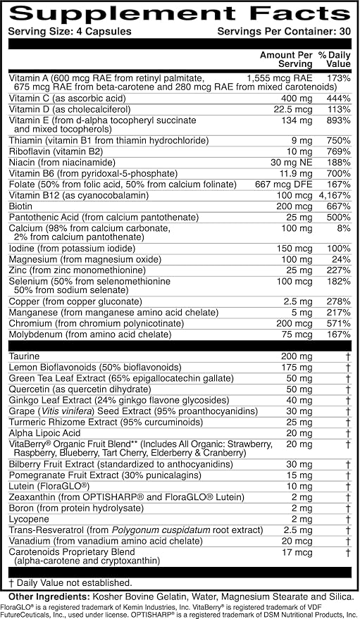 ScienceBased Health OcularProtect – Daily Multivitamin with Advanced Eye Health Support – 40+ Key Nutrients with Lutein Zeaxanthin Turmeric &amp Quercetin – Immune &amp Antioxidant Support