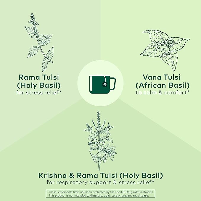 ORGANIC INDIA Tulsi Original Herbal Tea - Holy Basil and African Basil Calming and Stress Relief Tea Immune Support USDA Certified Organic Non-GMO Caffeine-Free - 18 Infusion Bags 6 Pack