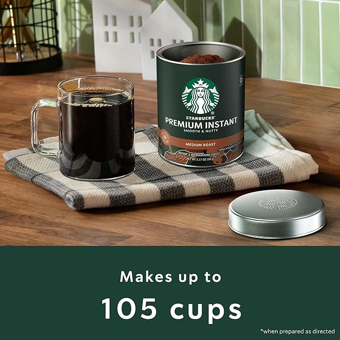 Starbucks Premium Instant Coffee Medium Roast Coffee Arabica Beans Three 3.17 oz Tins
