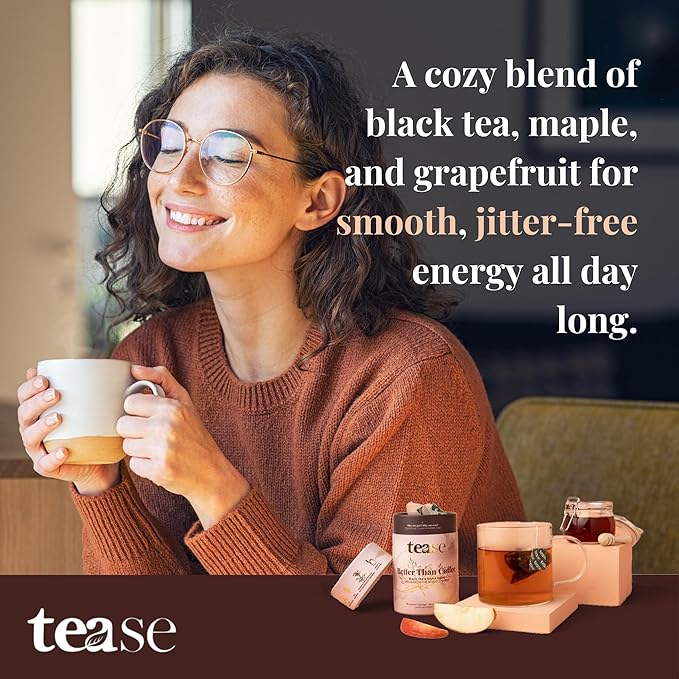 Tease Tea Organic Black Tea - Better Than Coffee Herbal Tea Redefine Your Mornings Organic Black Loose Leaf Herbal Tea Made with Apple Blackberry Leaves for a Perfect Daily Boost