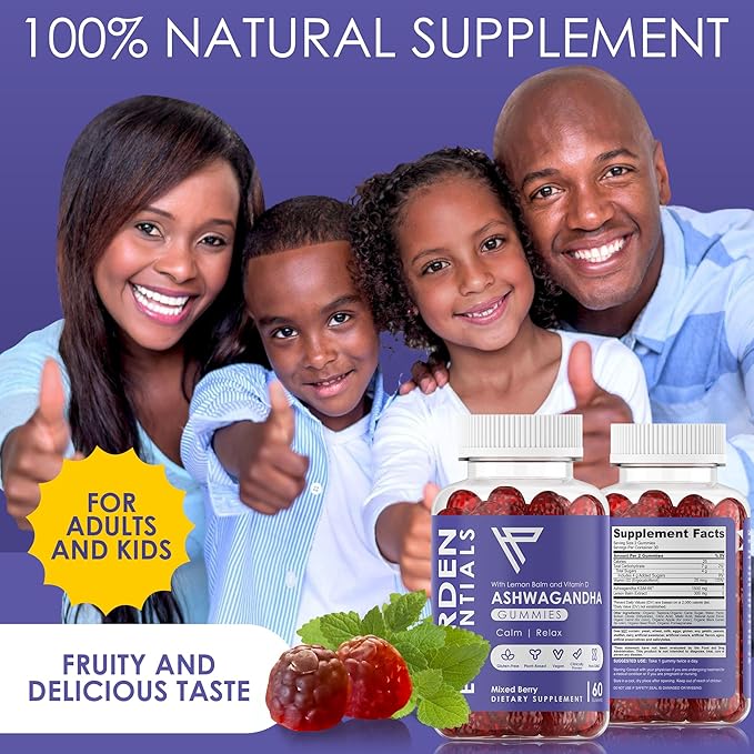 KSM-66 Ashwagandha Gummies 750mg Per Gummy – 1500mg Per Serving – Stress &amp Cortisol Support – with Lemon Balm &amp Vitamin D – 60 Count (30 Day Supply) – Vegan – Harden Essentials