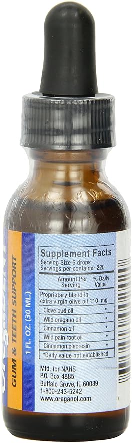 NORTH AMERICAN HERB &amp SPICE OregaDENT Topical Oil - 1 fl. oz. - Healthy Teeth and Gums Support - Oral Health - Freshens Breath - Oregano Clove and Cinnamon Oil - Non-GMO - 220 Total Servings