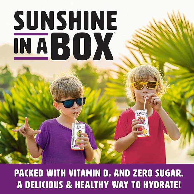 Shine Water x Paw Patrol Grape Raspberry Kids Juice Boxes with Vitamin D | No Added Sugar | Naturally Flavored Drinks for Kids | Vegan Gluten Free Zero Calorie Hydration | 32 Pack