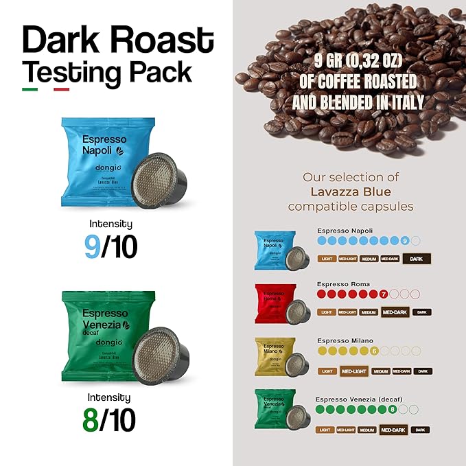 Dongiò Caffè - Capsule compatibili con Lavazza Blue 40 (80 Count Dark Roast Variety Pack)