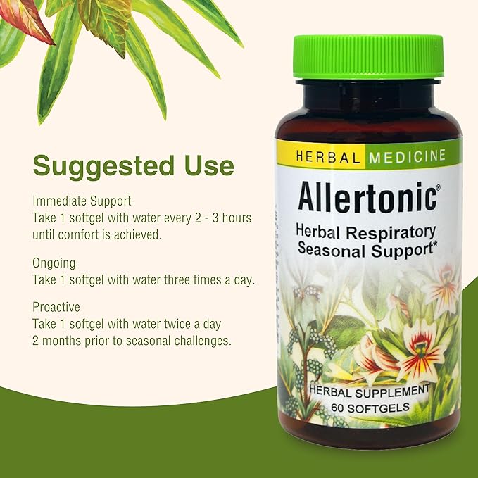 Herbs Etc. Allertonic - Healthy Breathing Support - Herbal Blend to Aid Against Seasonal Discomfort - Lung &amp Respiratory Health Support with Stinging Nettle - 60 Softgels (60 Servings)