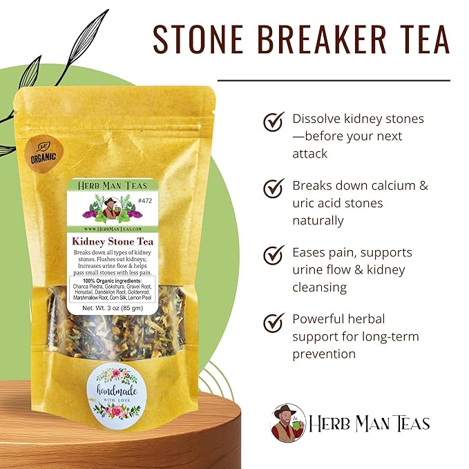 KIDNEY STONE TEA – Helps Break Down Stones &amp Flush the Urinary Tract – Organic Loose Leaf – by Master Herbalist Khabir | Chanca Piedra Gravel Root &amp Corn Silk