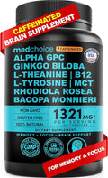 12-in-1 Nootropic Brain Supplement with Caffeine Anhydrous: Ginkgo Biloba for Brain Support Memory and Focus - B12 Alpha GPC L Theanine and Choline Supplements with Bioperine with 1321mg (60ct)