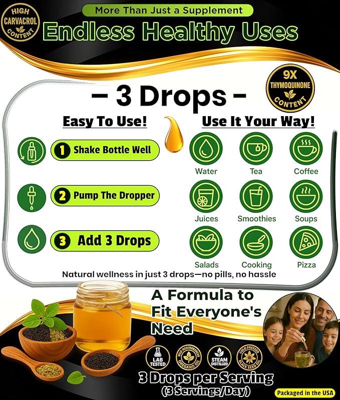 Oil Of Oregano With Black Seed Oil - 400 Servings 2 in 1 Wild Oregano Oil with Black Seed Oil Drops Organic Supplement Alternative to Oregano and Black Seed oil Gel Capsules Non-GMO Vegan