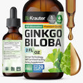 BIO KRAUTER® Ginkgo Biloba for Brain Support - Pure Vegan Ginkgo Biloba Supplement 670 mg - Supports Calm Focus &amp Memory - Alcohol &amp Sugar Free 2 Fl.Oz 28-Day Supply Liquid Drops for Brain