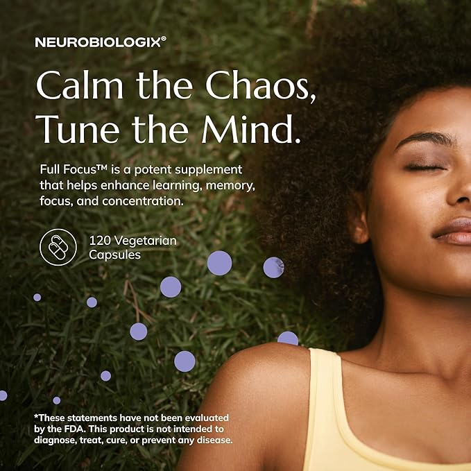Neurobiologix Full Focus for Men &amp Women Brain &amp Mood Support Supplement Promotes Focus Memory &amp Cognitive Function with Green Coffee Bean Bacopa Magnesium &amp SAM-E Gluten Free