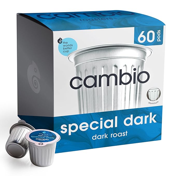 Cambio Roasters Special Dark Roast Organic Coffee Pods - The Only Organic Recyclable Aluminum Coffee Pods Small Batch Roasted Keurig® Compatible Lower Acid Bold Flavor Lasting Freshness 60 Count