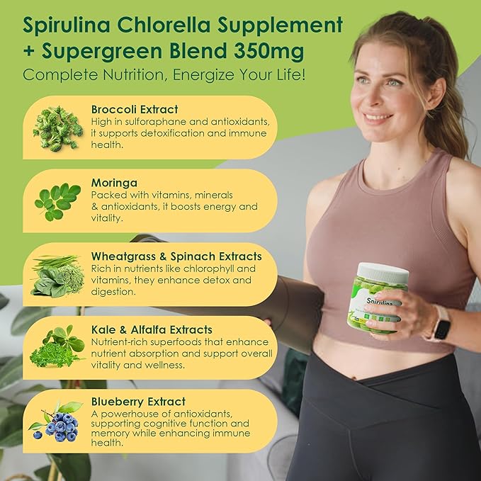 Sugar Free Organic Spirulina Chlorella Gummies 1 Pack + GABA Gummies 2 Pack