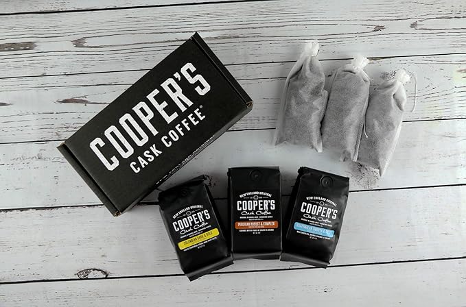 Gourmet Coffee Sampler Gift Box Set - Whole Bean Coffee - 4 Bags 1Lb Total and Cold Brew Coffee Box Set - Colombian Peruvian Guatemalan Ground Coarse for Cold Brew - 6 Filter Bags Included - 1.5 lbs