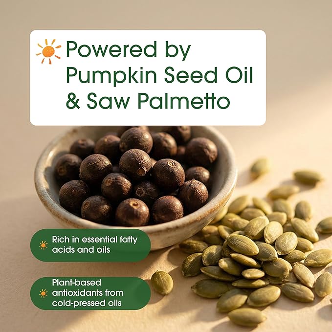 NatureBell Pumpkin Seed Oil 3000mg with Saw Palmetto - 240 Softgels - Rich in Omega-6 &amp Omega-9 - Supplement for Heart Brain Hair &amp Bladder Health*