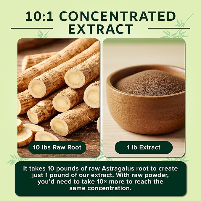 Dimmak Herbs Organic Astragalus Root Extract 10:1 Powder (Ultra Potent Immune Tonic)- TCM Doctor Sourced Huang Qi for Vitality Telomere Support &amp Jing- No Cooking Needed Instant Tea (4oz)