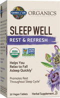 Garden of Life Organics Sleep Well Rest &amp Refresh 30 Tablets Lemon Balm Green Tea Extract L-Theanine Valerian Root Chamomile Probiotics-Organic Non-GMO Vegan Gluten Free Herbal Supplement