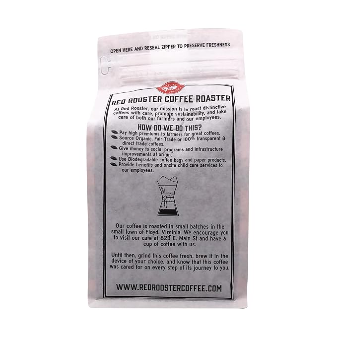 Red Rooster Coffee Organic Starr Hill Stout Coffee – Medium-Dark Roast Whole Bean – Notes of Dark Chocolate Praline &amp Citrus – 12oz – USDA Organic Fair Trade