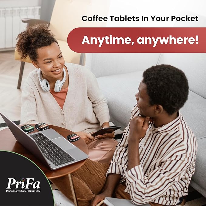 PriFa Pocket Coffee Espresso To Go - Unsweetened Real Coffee Absorbable Lozenge Coffee Candy - Natural Sugar Free Instant Energy Pouches Caffeine Mints for Keto (Espresso 4 Tins)