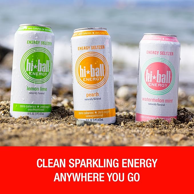 Hiball Clean Energy Seltzer Water Caffeinated Sparkling Water Made with Vitamin B12 and Vitamin B6 Sugar Free (8 pack of 16 Fl Oz) Variety Pack