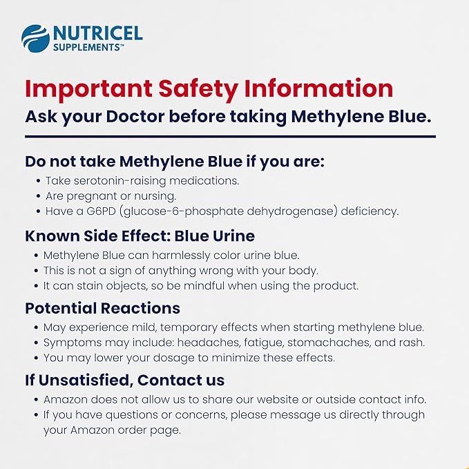 Methylene Blue Capsules with Mushroom Extracts: Lion's Mane Reishi Cordyceps Chaga Shiitake Turkey Tail - Trusted Made in America - 7mg (USP Grade) (60ct)