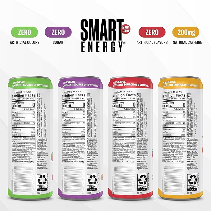 Cellucor C4 Smart Energy Drinks Variety Pack Sugar Free Performance Fuel &amp Nootropic Brain Booster Coffee Substitute or Alternative 4 Flavor Tropical Oasis Variety 12 Pack