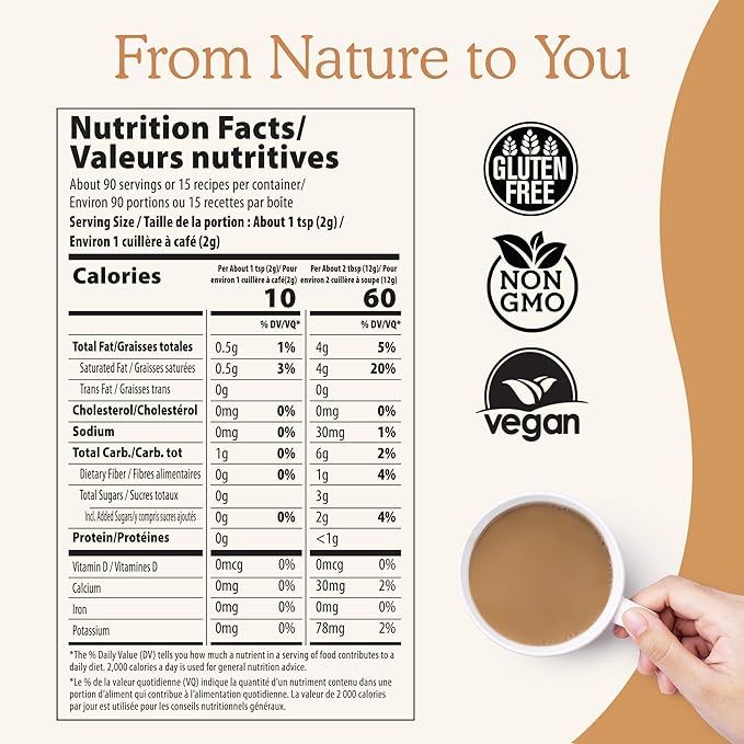 Real Mushrooms Functional Coconut Creamer with Reishi Lucuma &amp Ceylon Cinnamon – Organic Dairy-Free – Vegan Coffee Creamer for Smoothies &amp Drinks – 90 Servings Organic Cream Coconut Powder