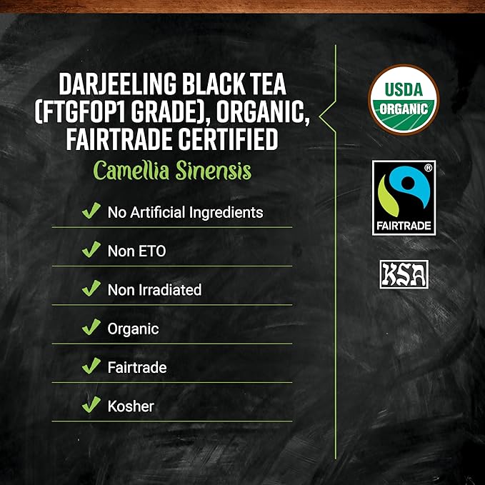 Frontier Co-op Organic Darjeeling Black Tea 1-pound Bulk Bag Highest Grade Orange Pekoe Leaves Kosher Fair Trade