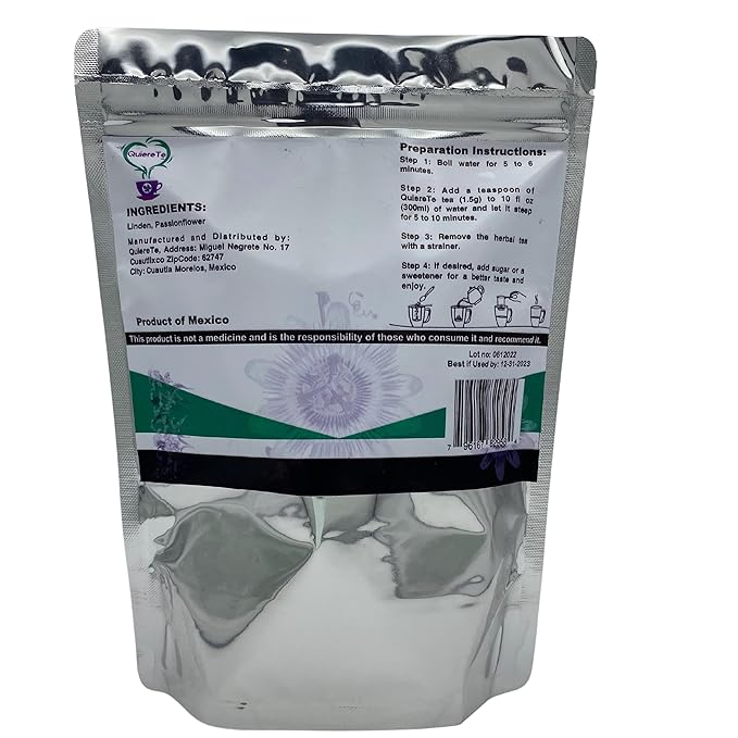 Pasiflora Tila Tea Linden Passionflower Tea Quiere Te Herbal Mix 5.3 oz (150 grams) Up to 100 Cups Passiflora Incarnata Resealable Bag Product From Mexico 100% Natural Infusion Herbal Tea