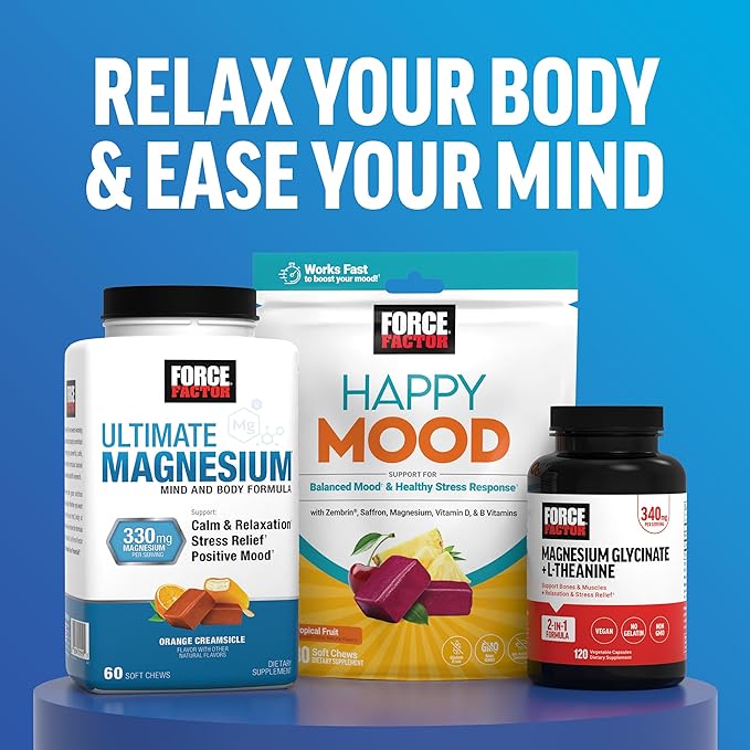 Force Factor Amazing Ashwa Complete Calm Support KSM-66 Ashwagandha Like Ashwangandha Gummies to Promote Calm &amp Relaxation with Magnesium &amp L-Theanine Blueberry Pomegranate 120 Soft Chews
