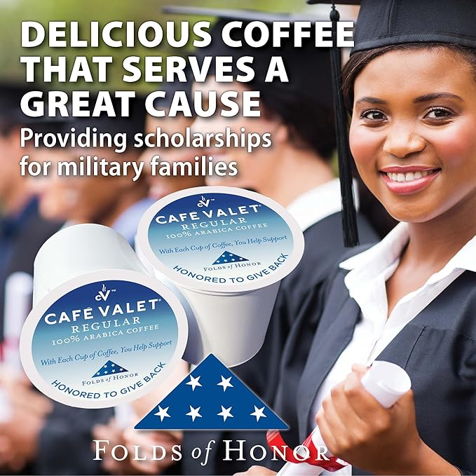 Cafe Valet Folds of Honor Dark Roast Coffee Pods 80 Count – Contributing to Military Family Scholarships