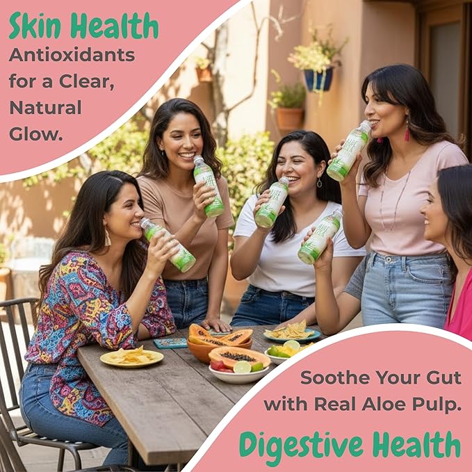 VISVITA Aloe Vera Juice with Real Pulp Variety Pack | Digestive Health Hydration &amp Energy Boost | No Artificial Colors 16.9 oz Original (5) Mango (5) Pineapple (5) Pomegranate (5) (Pack of