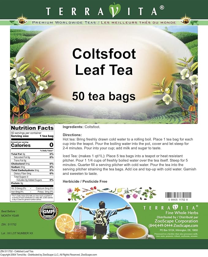 Coltsfoot Leaf Tea (50 tea bags ZIN: 511752) - 3 Pack