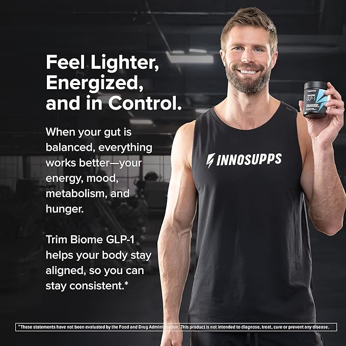 InnoSupps Trim Biome GLP-1 - Gut Health + Metabolic Support* - Prebiotic + Probiotic + Postbiotic - Akkermansia + Berberine - 60 Capsules. 30 Servings