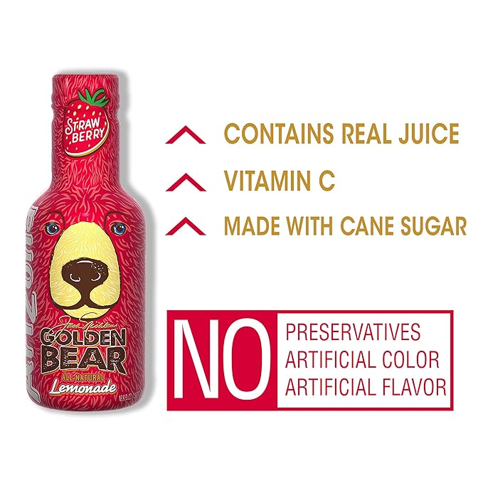 AriZona Golden Bear Strawberry Lemonade 16.9 Fl Oz (Pack of 20)