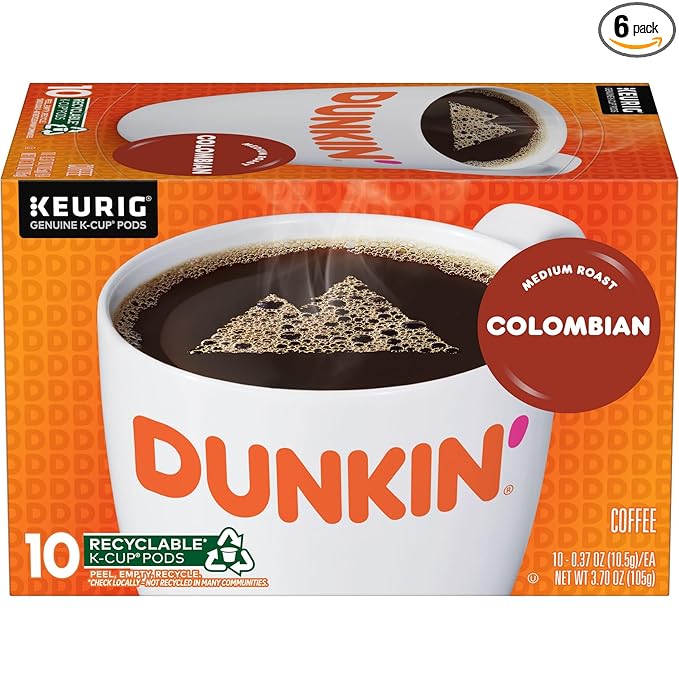Dunkin' Colombian Medium Roast Coffee 60 Keurig K-Cup Pods
