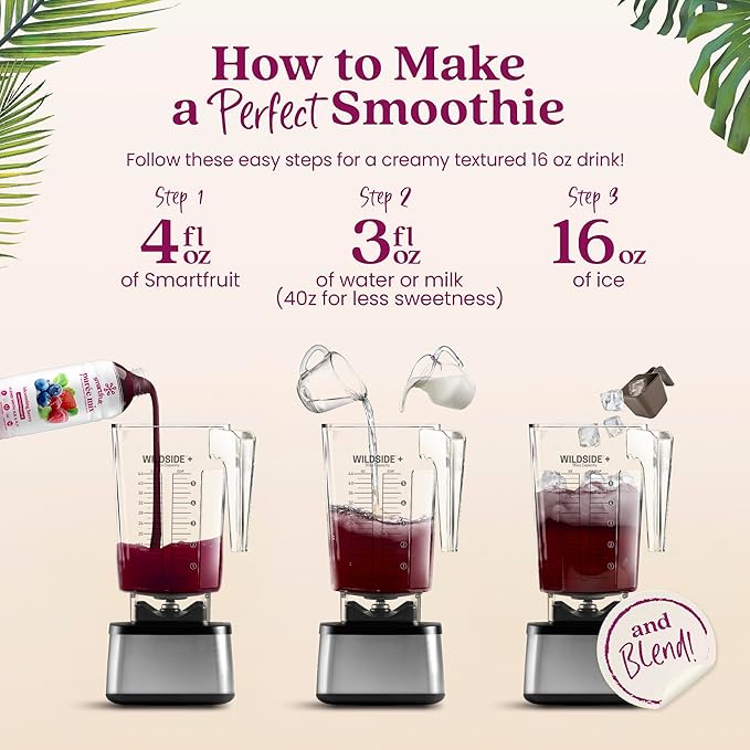 Smartfruit Blooming Berry + Antioxidants – 100% Real Fruit Purée with Strawberries Blueberries Raspberries – Great for Smoothies Juice Yogurt Cocktails Teas – High in Vitamin A &amp C – 2-Pk 4