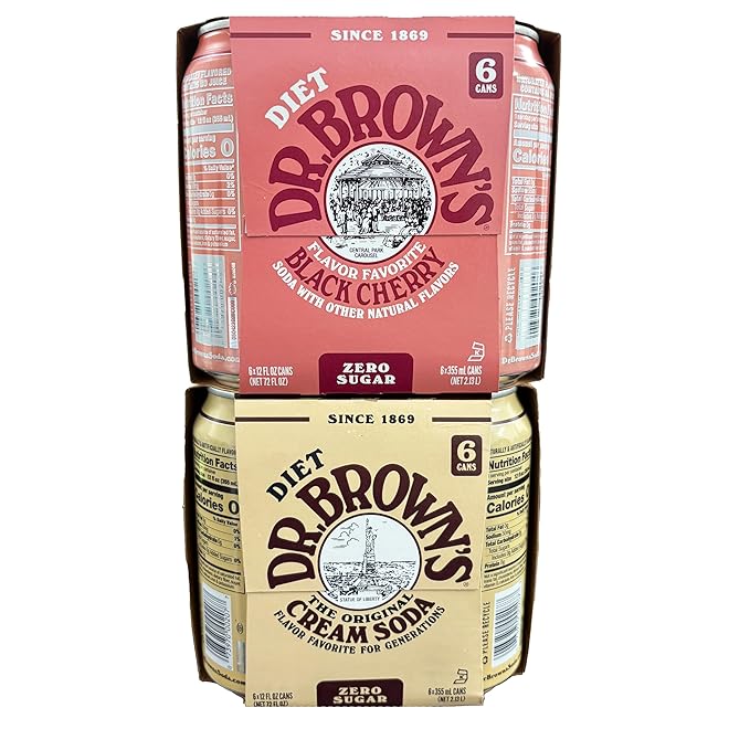 Dr. Browns Soda 12 pack (6) Diet Cream Soda and (6) Diet Black Cherry 12 fl oz Cans