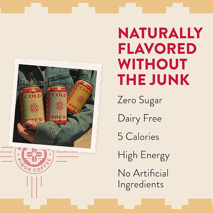 New Mexico Piñon Nitro Cold Brew Coffee Drink - Smooth Nutty Taste High Energy Nitrogen Infused Classic Black Coffee Cans 12oz - Natural Flavor Zero Sugar &amp Dairy Free - 12 Pack