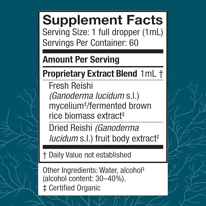 Host Defense Reishi Extract - Heart &amp Immune Health Support Supplement - Mushroom Supplement to Support Energy &amp Vitality - Reishi Supplement to Aid Overall Well-Being - 2 fl oz (60 Servings)*