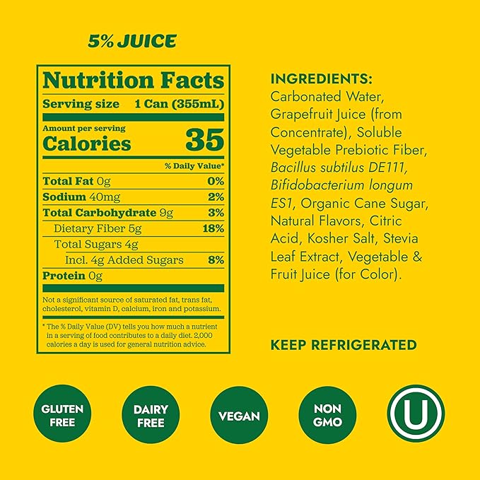 Slice Healthy Soda Sampler Variety Pack Prebiotic &amp Probiotic Soda Pop 5g Fiber 35-40 calories 12 fl oz 24 Pack (6 of each flavor)