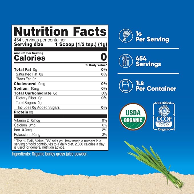 Nutricost Organic Barley Grass Juice Powder (1 LB) (Unflavored)