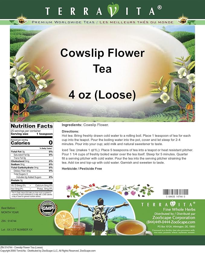 Cowslip Flower Tea (Loose) (4 oz ZIN: 514744)